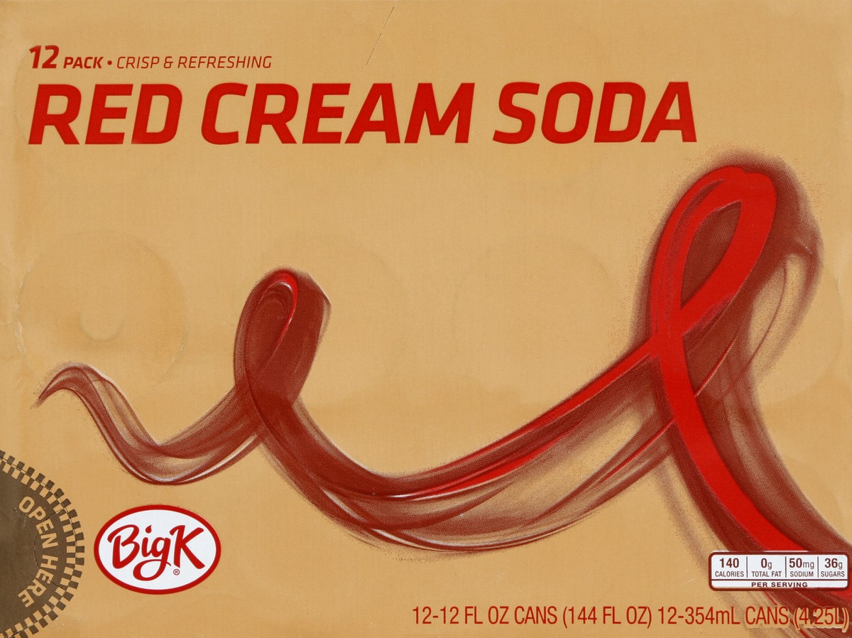 slide 5 of 7, Big K Red Cream Soda, 12 ct; 12 fl oz