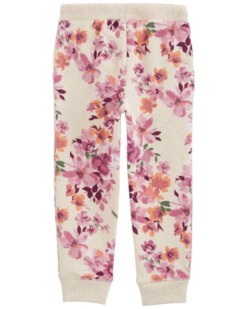 slide 2 of 3, Oshkosh Baby Floral Print Fleece Joggers Cream 24M, 1 ct