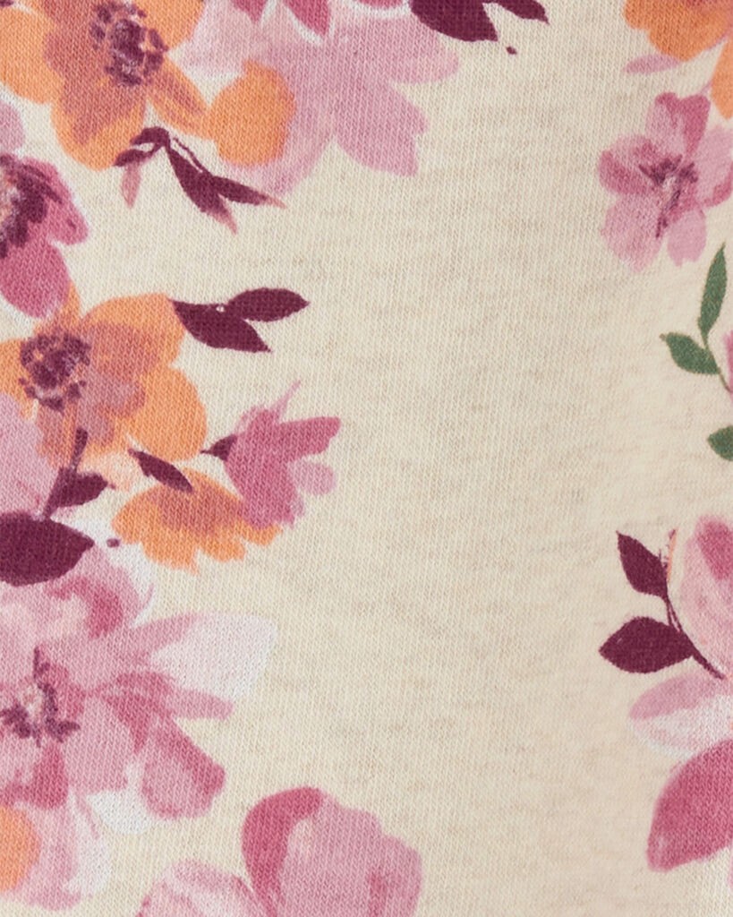 slide 3 of 3, Oshkosh Baby Floral Print Fleece Joggers Cream 24M, 1 ct