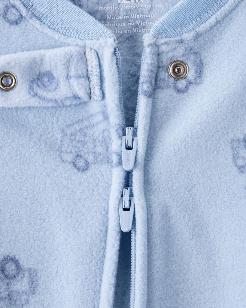 slide 2 of 4, Carter's Carters Toddler Boy Firetruck Print Loose Fit Long-Sleeve 2-Way Zip 1-Piece Pajamas - Blue Blue 4T, 1 ct