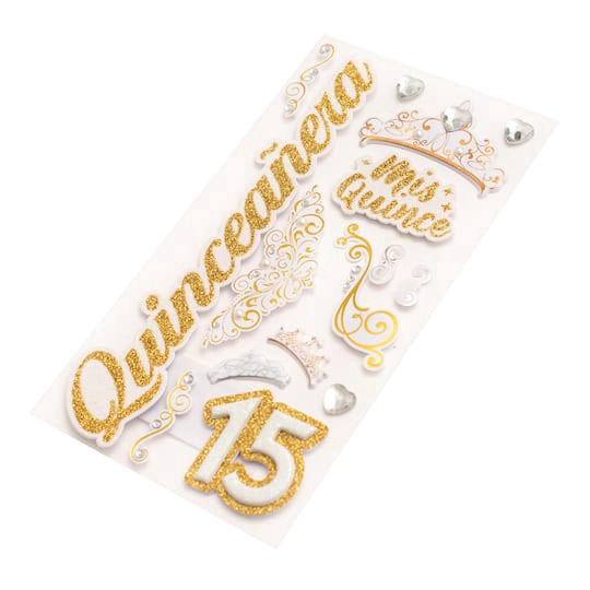 slide 1 of 3, Quinceanera Stickers By Recollections, 3.75 in x 6.75 in