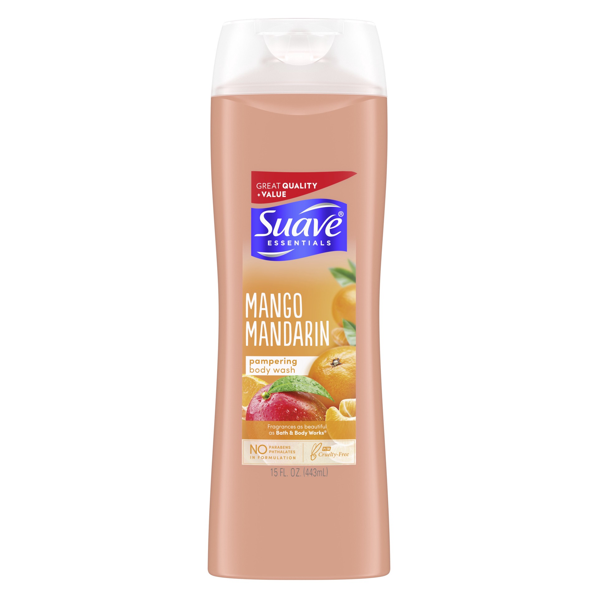 slide 1 of 4, Suave Essentials Body Wash Mango Mandarin, 15 oz, 15 oz