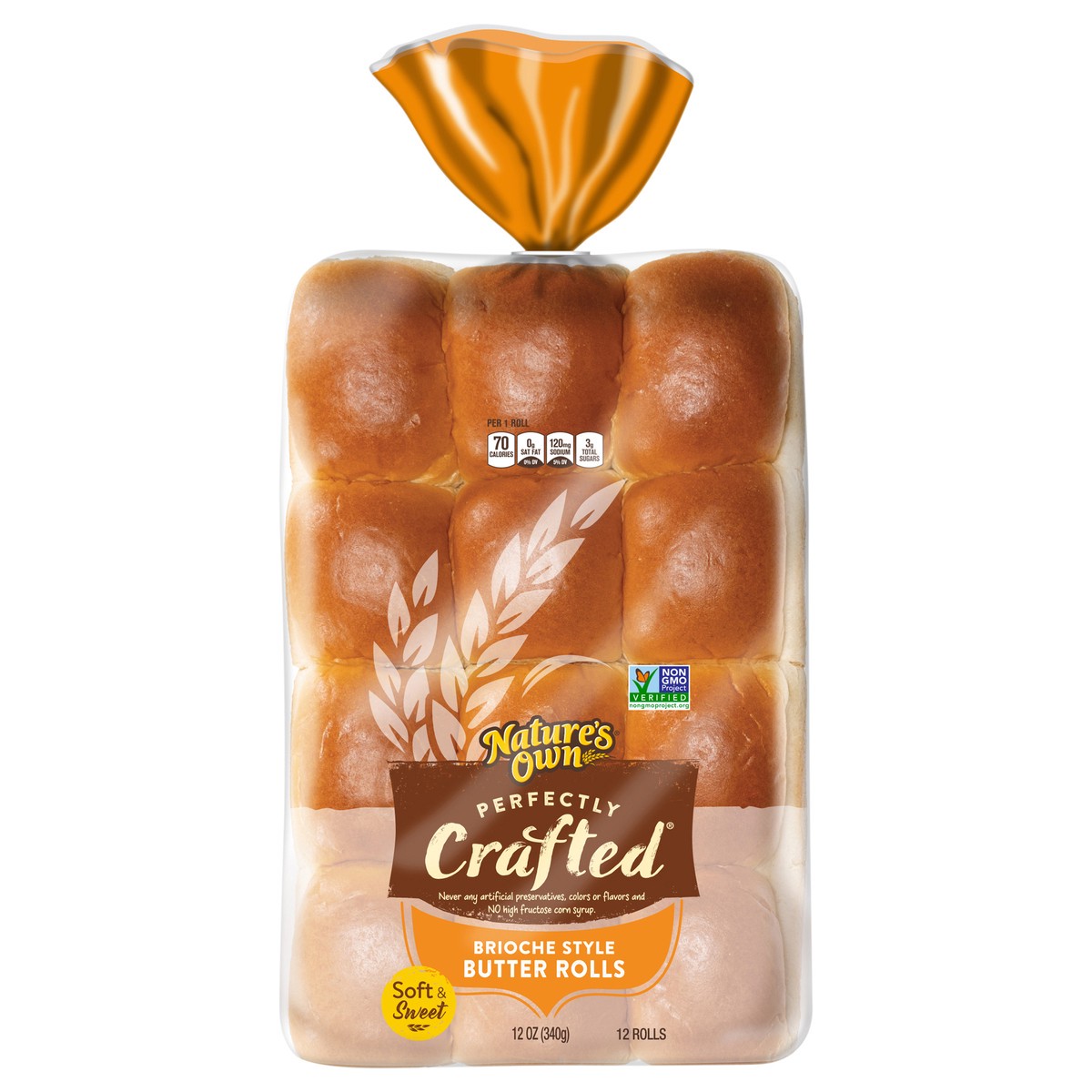 slide 1 of 1, Nature's Own Perfectly Crafted Brioche Style Butter Rolls 12 ea, 12 ct