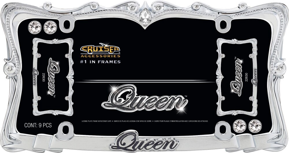 slide 1 of 1, Cruiser Accessories Queen License Plate Frame - Chrome/Clear, 9 ct
