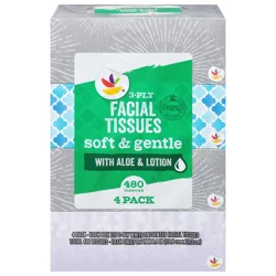 Giant Soft & Gentle Unscented 3-Ply Facial Tissue - 4 pk (120 ct ea)