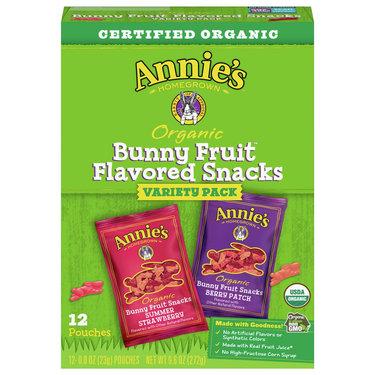 slide 1 of 9, Annie's Organic Bunny Fruit Snacks, Gluten Free, Variety Pack, 12 Pouches, 12 ct