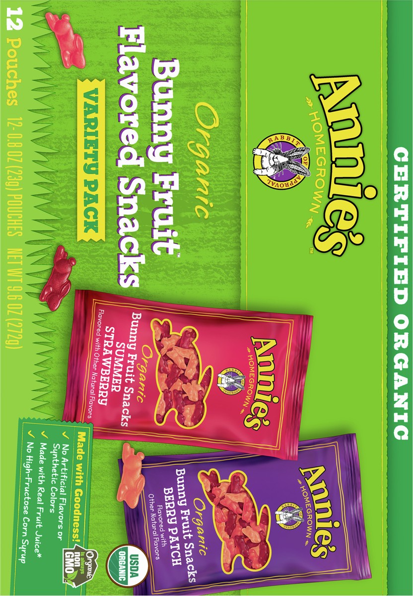 slide 2 of 9, Annie's Organic Bunny Fruit Snacks, Gluten Free, Variety Pack, 12 Pouches, 12 ct