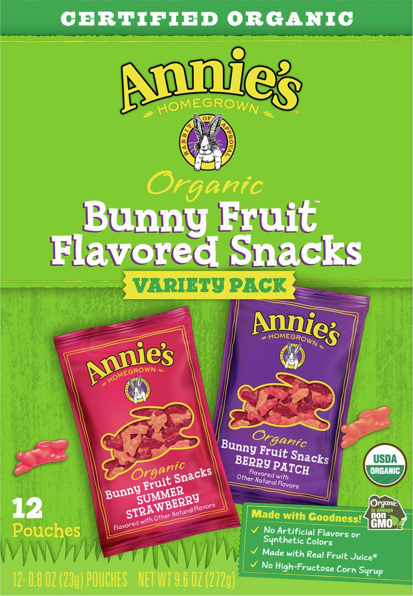 slide 3 of 9, Annie's Organic Bunny Fruit Snacks, Gluten Free, Variety Pack, 12 Pouches, 12 ct