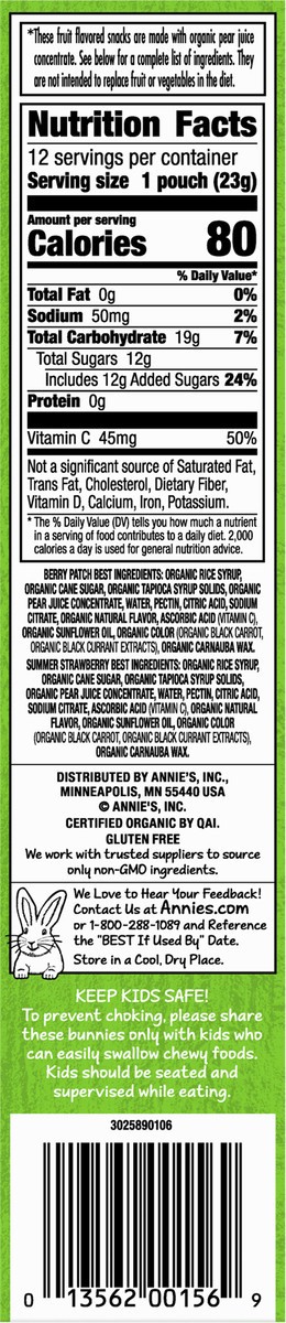 slide 4 of 9, Annie's Organic Bunny Fruit Snacks, Gluten Free, Variety Pack, 12 Pouches, 12 ct