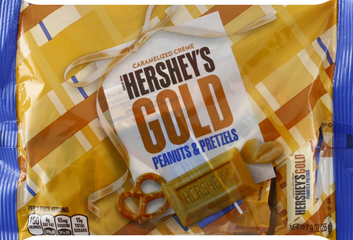 slide 5 of 5, Hershey's Christmas Gold With Peanuts & Pretzels, 9 oz