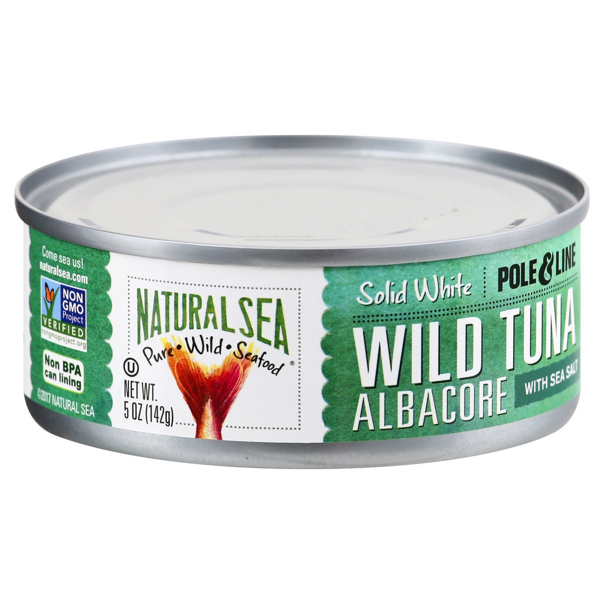 slide 2 of 13, Natural Sea Pole & Line Solid White Albacore With Sea Salt Wild Tuna 5 oz, 5 oz