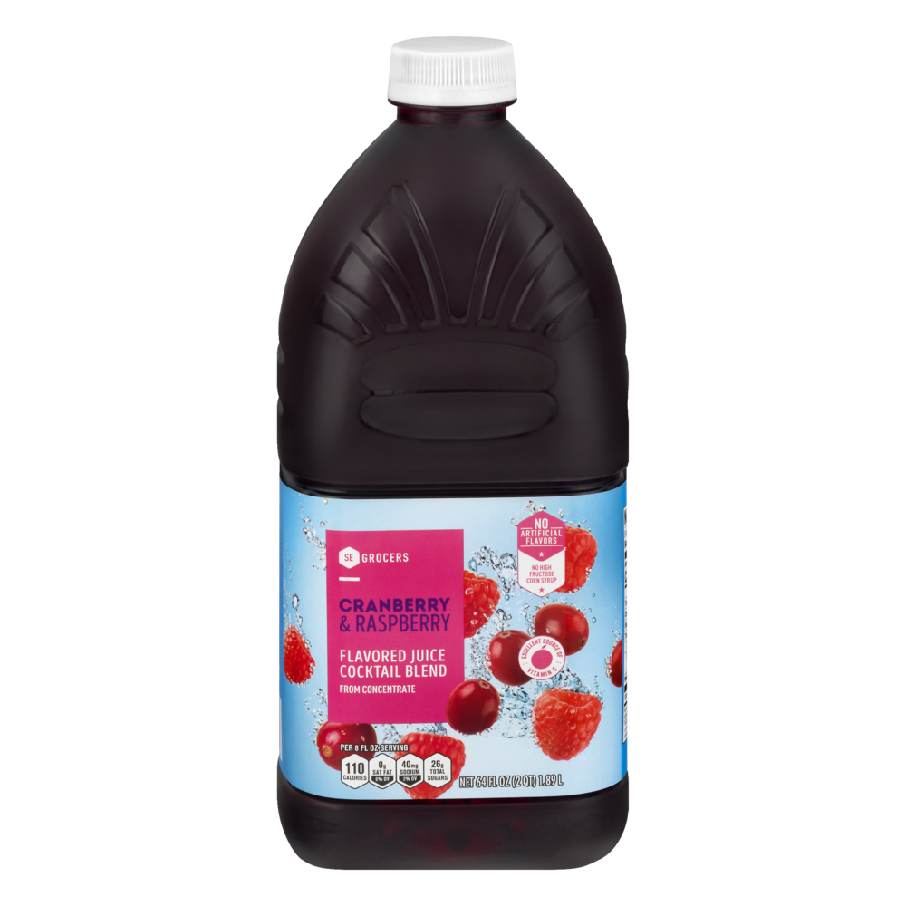 slide 1 of 1, SE Grocers Flavored Juice Cocktail Blend Cranberry & Raspberry, 64 oz