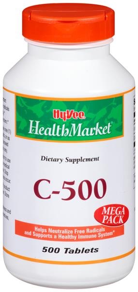 slide 1 of 1, Hy-Vee HealthMarket C-500 Dietary Supplement Tablets, 500 ct