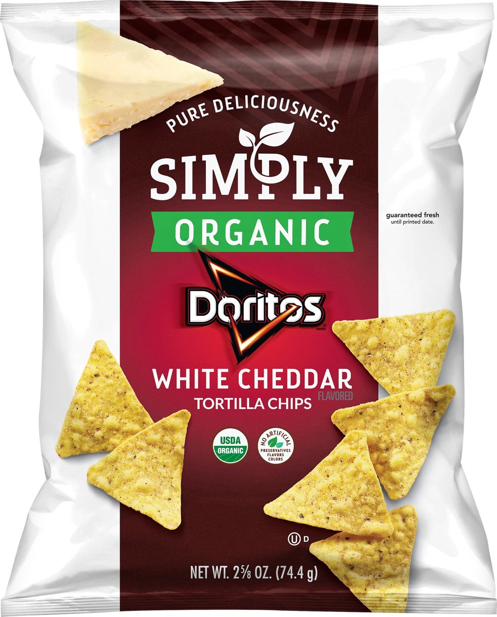 slide 3 of 5, Doritos Simply Organic White Cheddar Flavored Tortilla Chips 2.625 oz, 2.62 oz