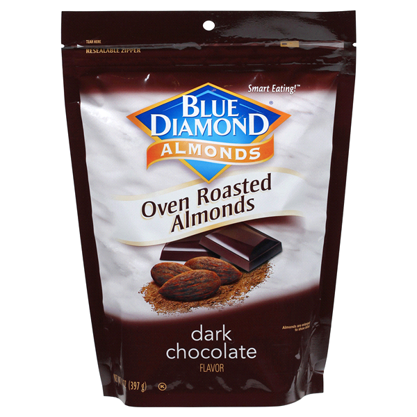 slide 1 of 1, Blue Diamond Natural Dark Chocolate Flavor Oven Roasted Almonds, 14 oz