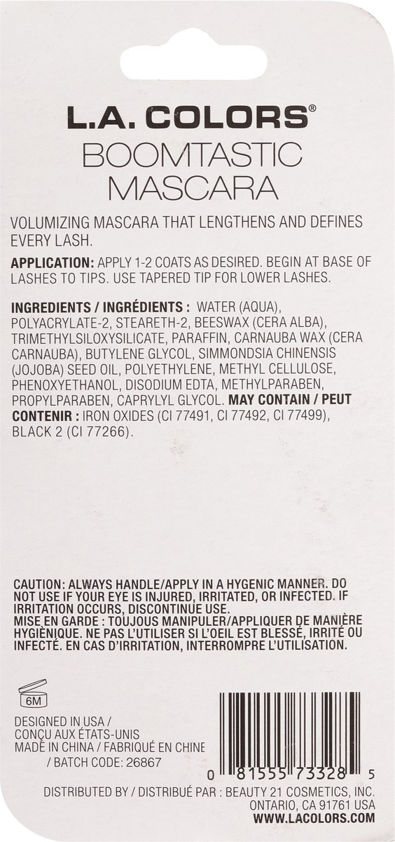 slide 9 of 10, L.A. Colors CBMS328 Jet Black Boomtastic Volumizing Mascara 0.33 fl oz, 1 ct
