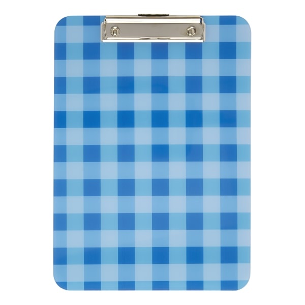 slide 1 of 1, Office Depot Brand Fashion Clipboard, 9'' X 12-1/2'', Blue Plaid, 9 in