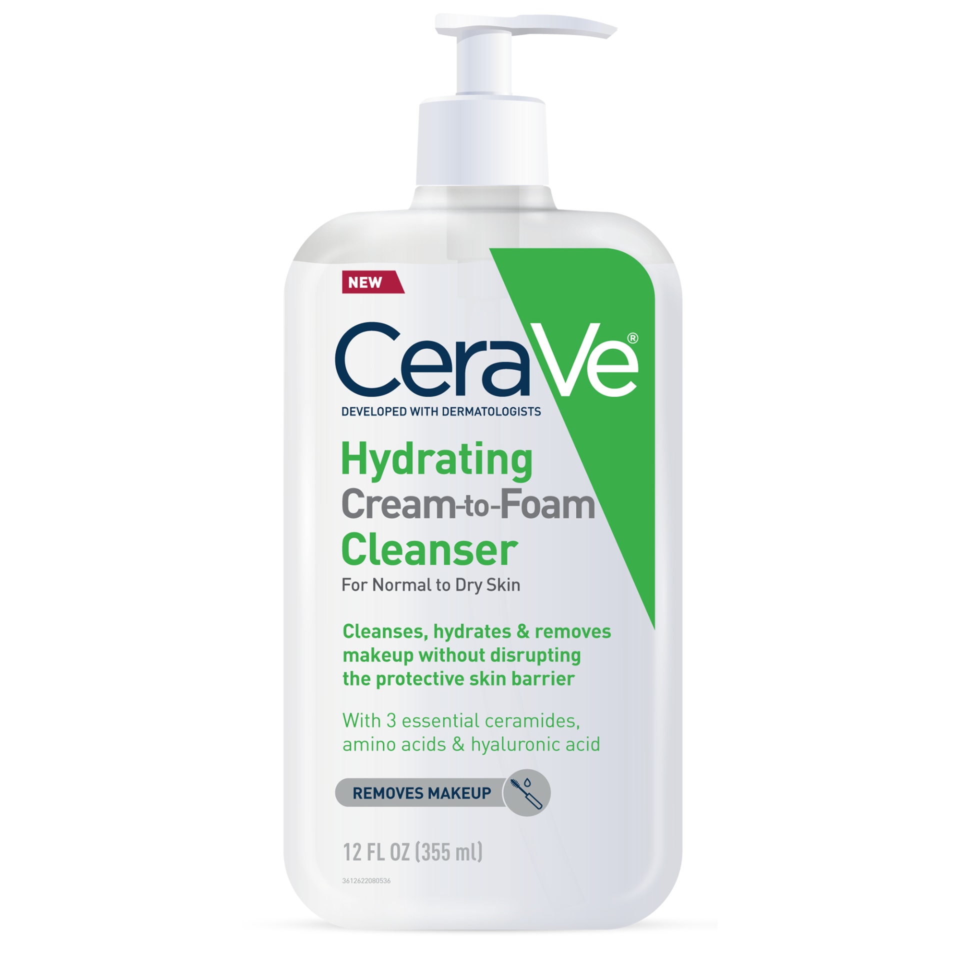 slide 1 of 1, CeraVe Hydrating Cream to Foam Cleanser, 12 oz