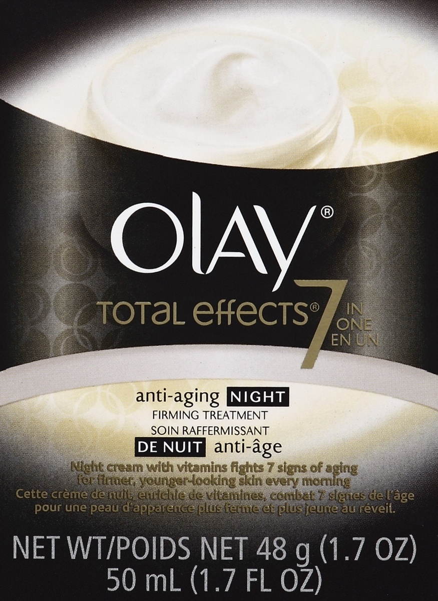 slide 1 of 1, Olay Total Effects Anti-Aging Night Firming Cream Face Moisturizer, 1.7 oz