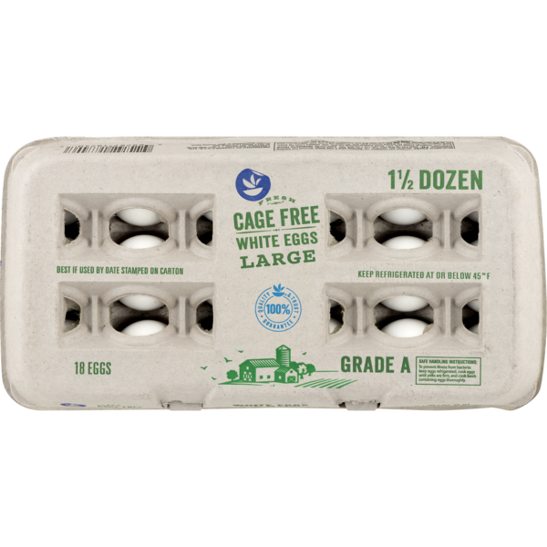 slide 1 of 1, Giant Cage Free Large White Eggs, 1.5 doz