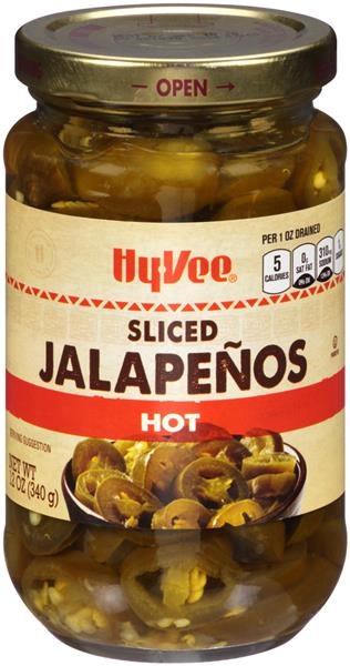 slide 1 of 1, Hy-vee Hot Sliced Jalapenos, 12 oz