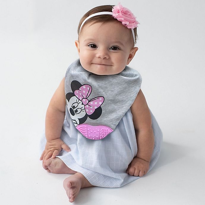 slide 3 of 3, Neat Solutions Disney Minnie Mouse Scarf Bibs with Teether - Heather Grey, 3 ct