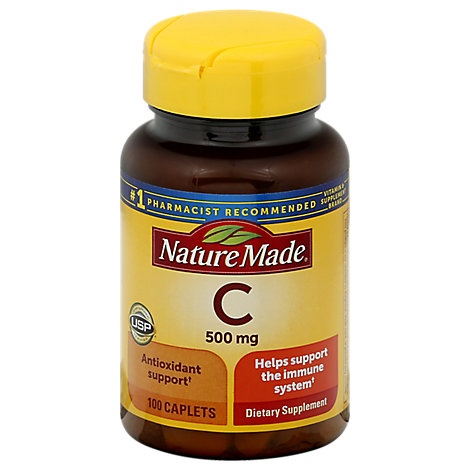 slide 1 of 1, Nature Made Dietary Supplement Caplets Vitamin C, 100 ct1000 mg