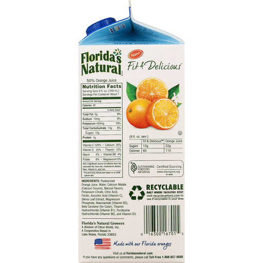 slide 6 of 9, Florida's Natural Fit Delicious Juice Beverage Valencia Orange Calcium Vitamin D, 59 fl oz