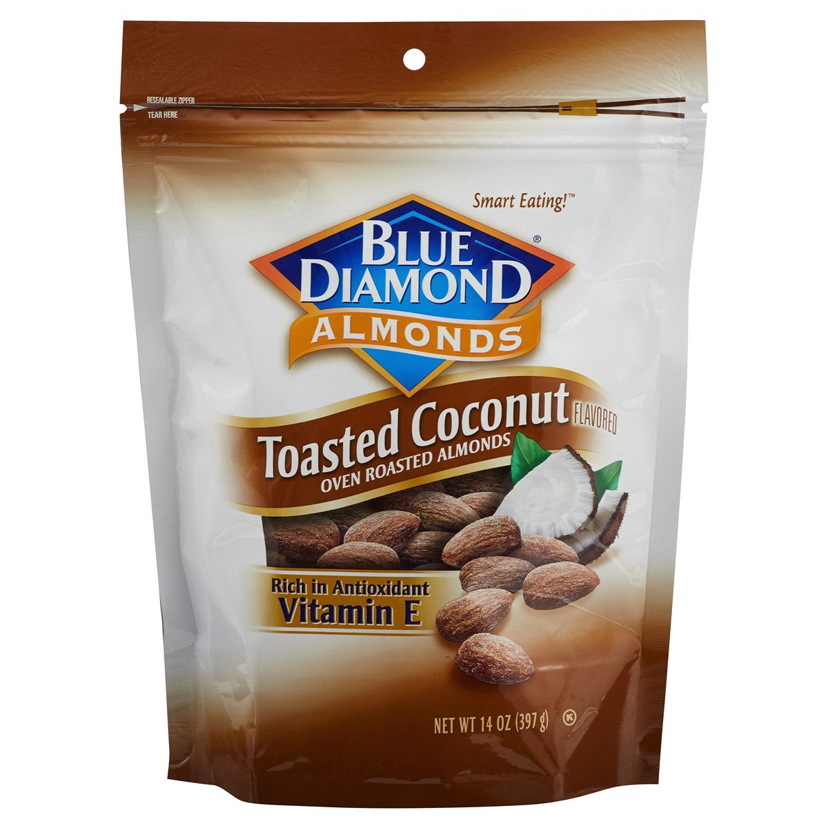 slide 1 of 5, Blue Diamond Almonds Toasted Coconut Oven Roasted Almonds, 14 oz
