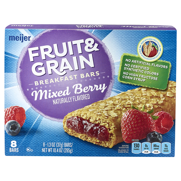 slide 1 of 1, Meijer Fruit & Grain Cereal Bars, Mixed Berry, 8 ct; 10.4 oz