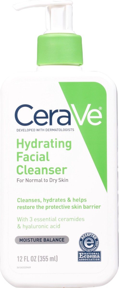 slide 7 of 9, CeraVe Hydrating Facial Cleanser 12oz, 12 fl oz