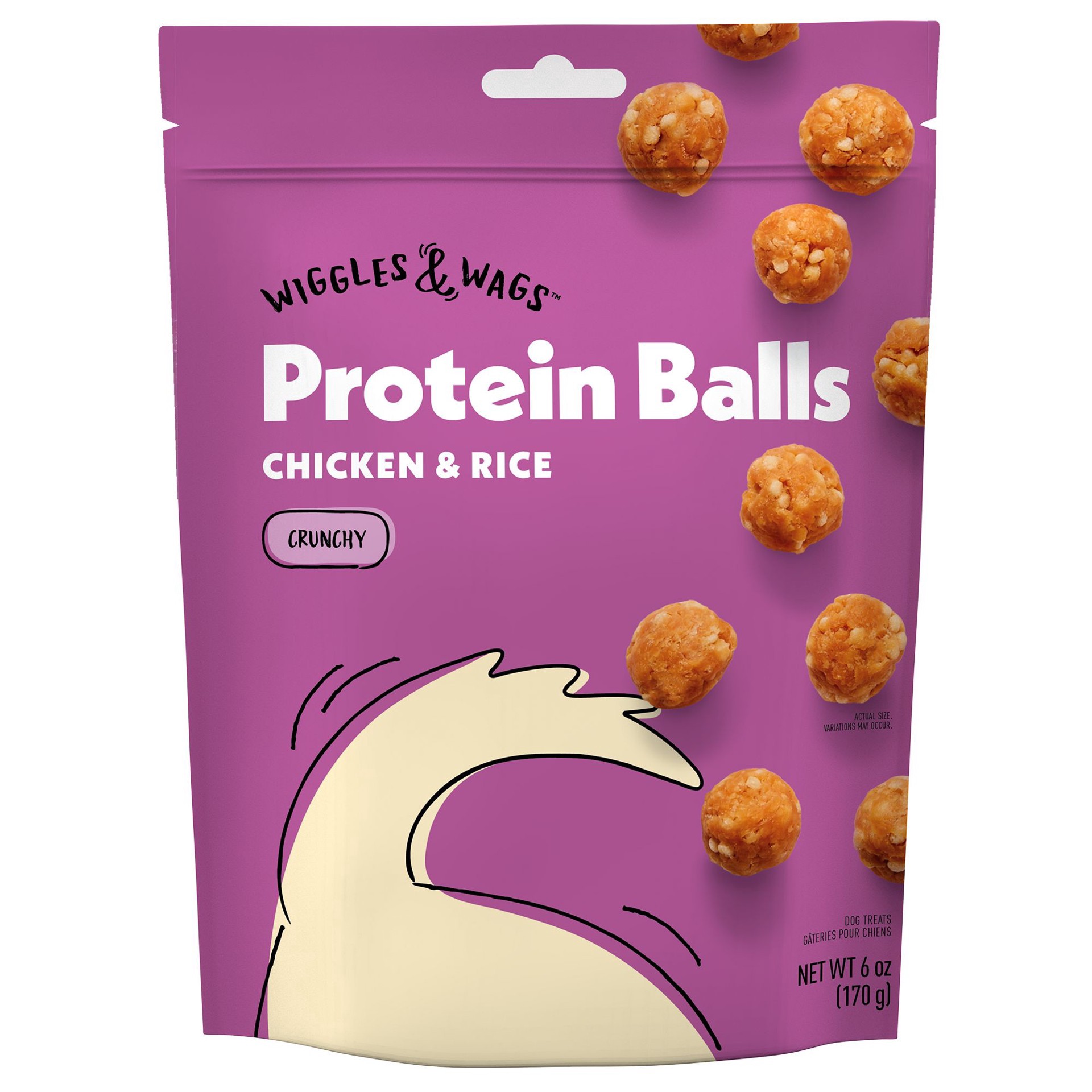 slide 1 of 1, Wiggles & Wags Chicken & Rice Protein Balls Dog Treats 6 OZ, 6 oz
