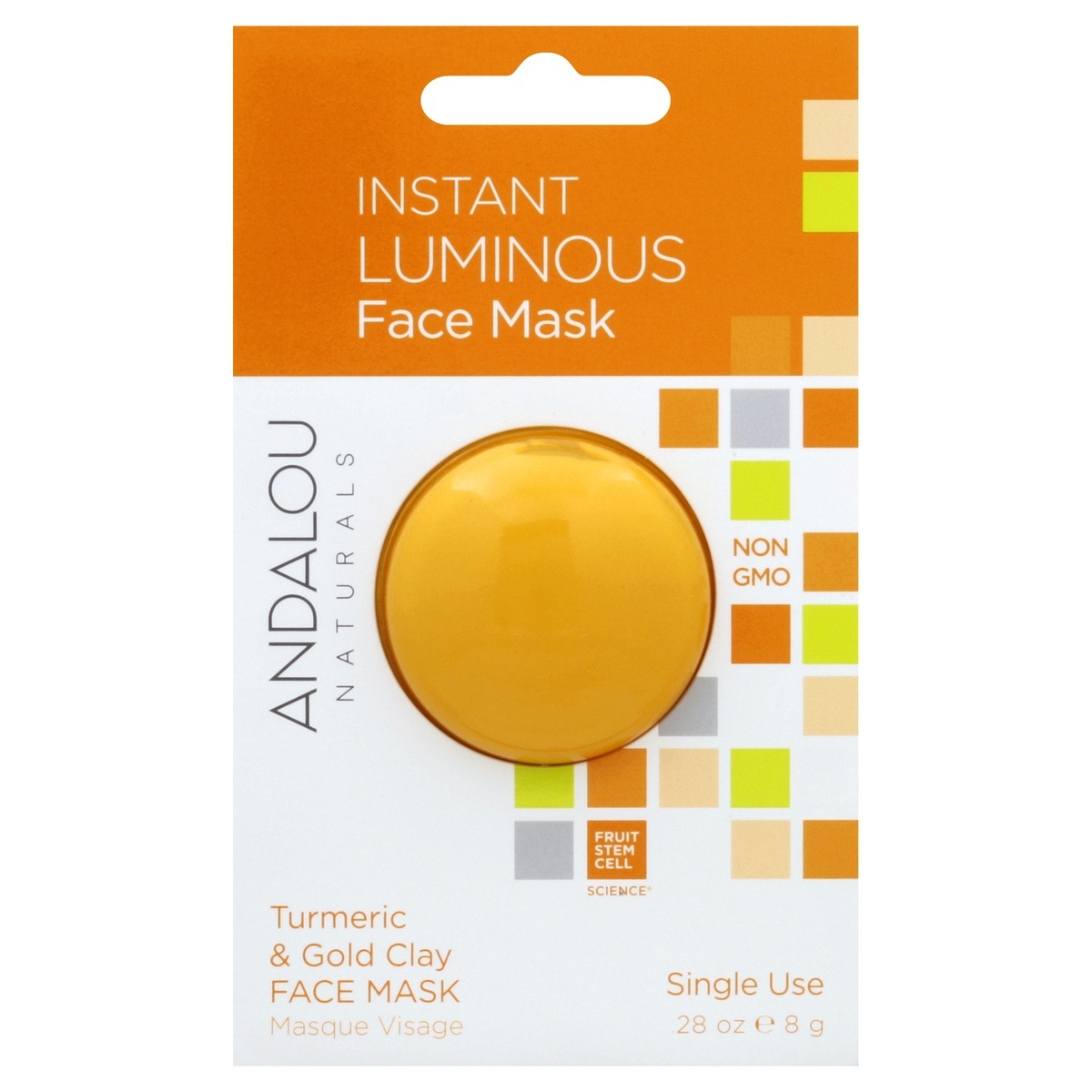 slide 1 of 2, Andalou Naturals Instant Luminous Tumeric And Gold Clay Face Mask, 0.28 oz