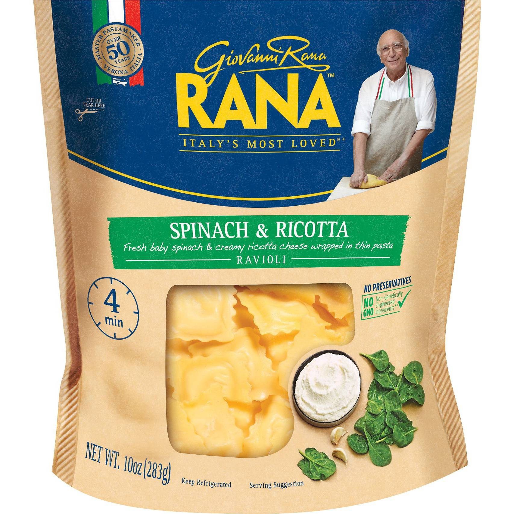 slide 1 of 6, Rana Spinach & Ricotta Ravioli Refrigerated Pasta, 10 oz