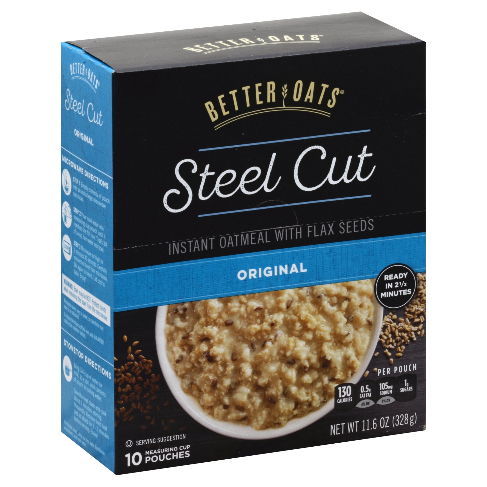 Better Oats Steel Cut Original Instant Oatmeal With Flax Seeds 10 ct ...