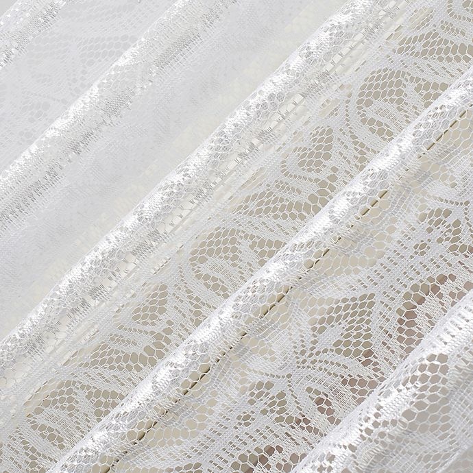 slide 3 of 4, No. 918 Hope Macrame Lace Sheer Tab Top Window Curtain Panel - White, 84 in