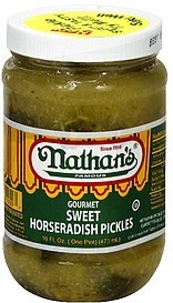 slide 1 of 1, Nathan's Famous Nathan's Sweet Horseradish Pickles, Gourmet, 16 Ounce, 16 oz