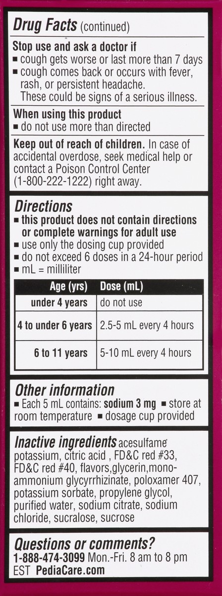 slide 3 of 6, PediaCare Childrens Cough & Congestion Cherry, 4 fl oz