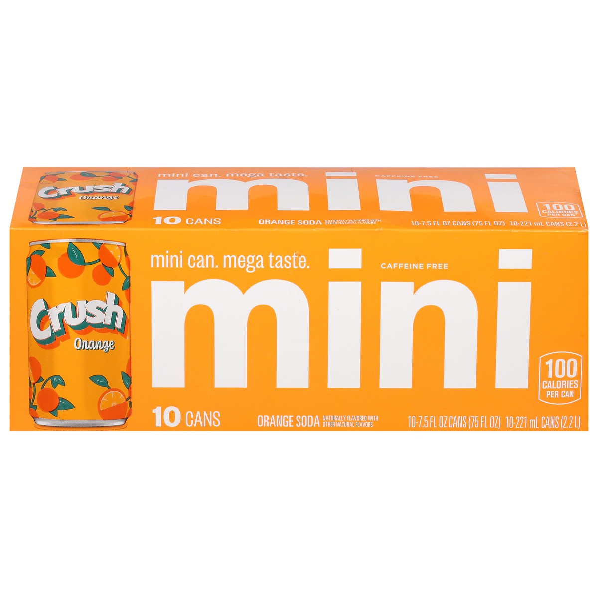 slide 1 of 6, Crush Caffeine Free Mini Orange Soda 10 - 7.5 fl oz Cans, 10 ct; 7.5 oz