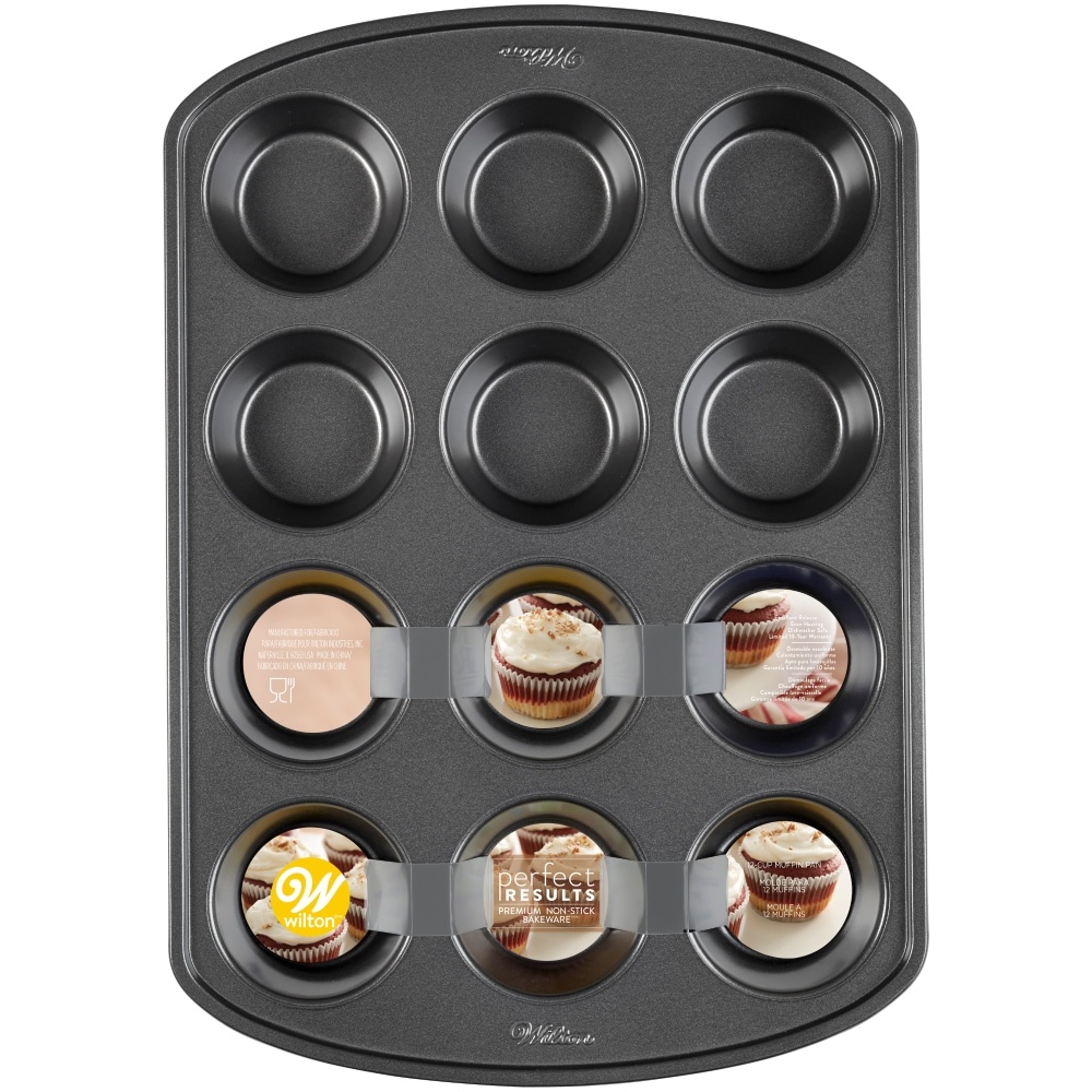 slide 1 of 1, Wilton Perfect Results 12Cup Nonstick Muffin Pan - Black, 1 ct