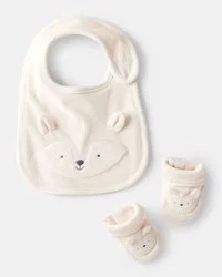 Carter's Baby Fox Bib & Booties Gift Set - Cream Cream NB-3M