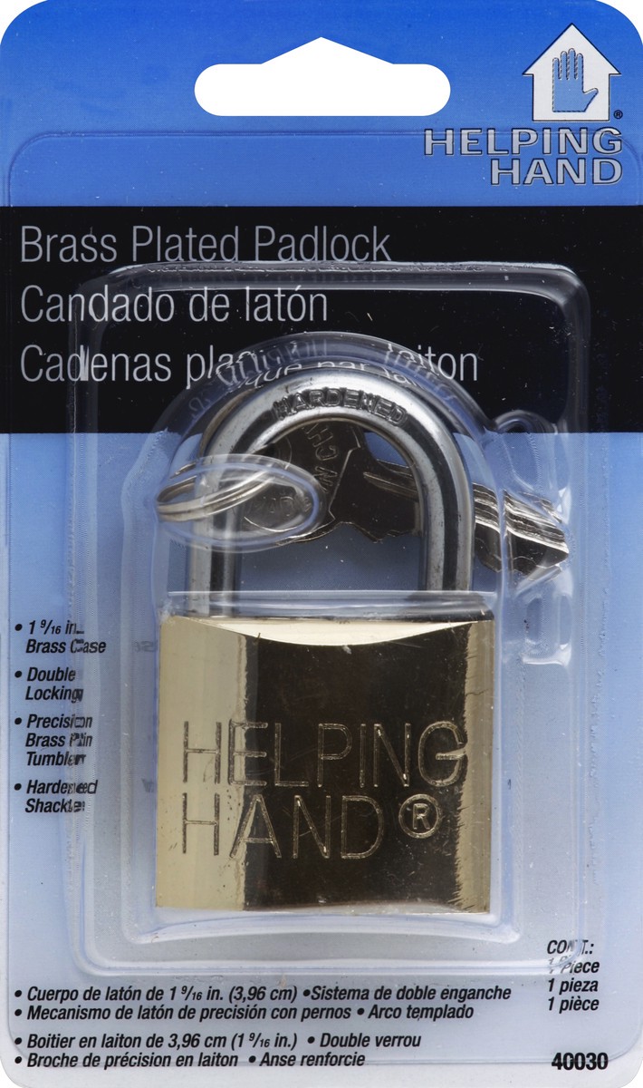 slide 2 of 2, Helping Hand Brass Plated Padlock, 1 ct