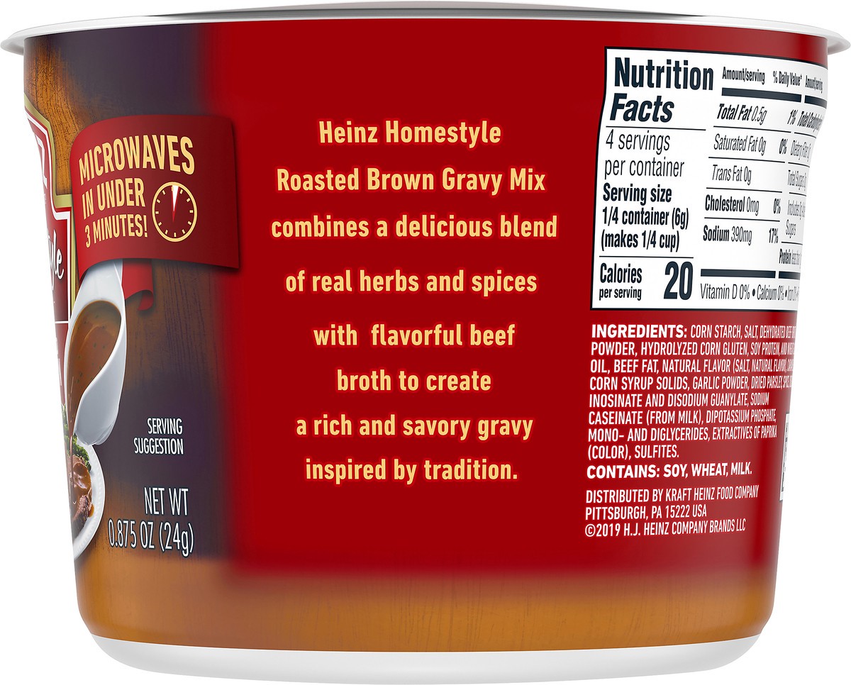 slide 3 of 13, Heinz HomeStyle Roasted Brown Gravy Mix, 0.875 oz Microwavable Cup, 0.875 oz