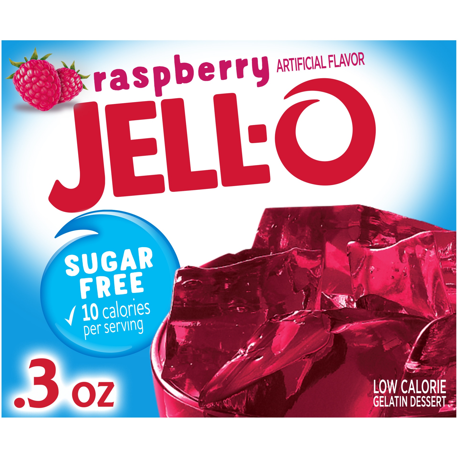 slide 1 of 7, Jell-O Raspberry Sugar Free Gelatin Dessert Mix, 0.3 oz