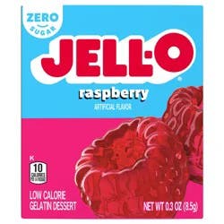 Jell-O Raspberry Artificially Flavored Zero Sugar Gelatin Dessert Mix, 0.3 oz Box