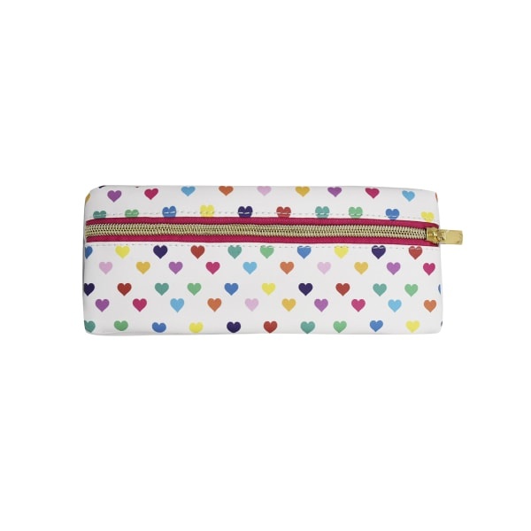 slide 1 of 1, Office Depot Brand Slim Fashion Pencil Pouch, 8-1/2'' X 3-1/2'', Multicolor Hearts, 1 ct