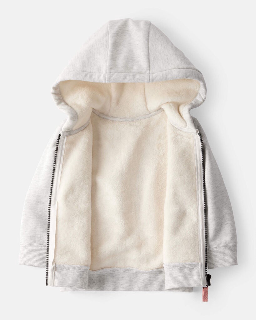 slide 3 of 3, Carter's Carters Baby Girl DayDream Fleece Long-Sleeve Hooded Zip-Up Jacket - Grey Grey 12M, 1 ct
