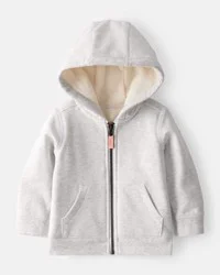Carter's Carters Baby Girl DayDream Fleece Long-Sleeve Hooded Zip-Up Jacket - Grey Grey 12M