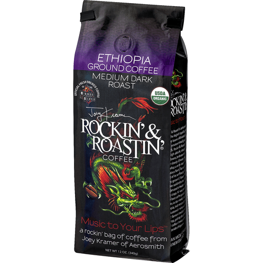 slide 3 of 9, Joey Kramer's Rockin' & Roastin' Coffee Ethiopia Ground Coffee Medium Dark Roast, 12 oz