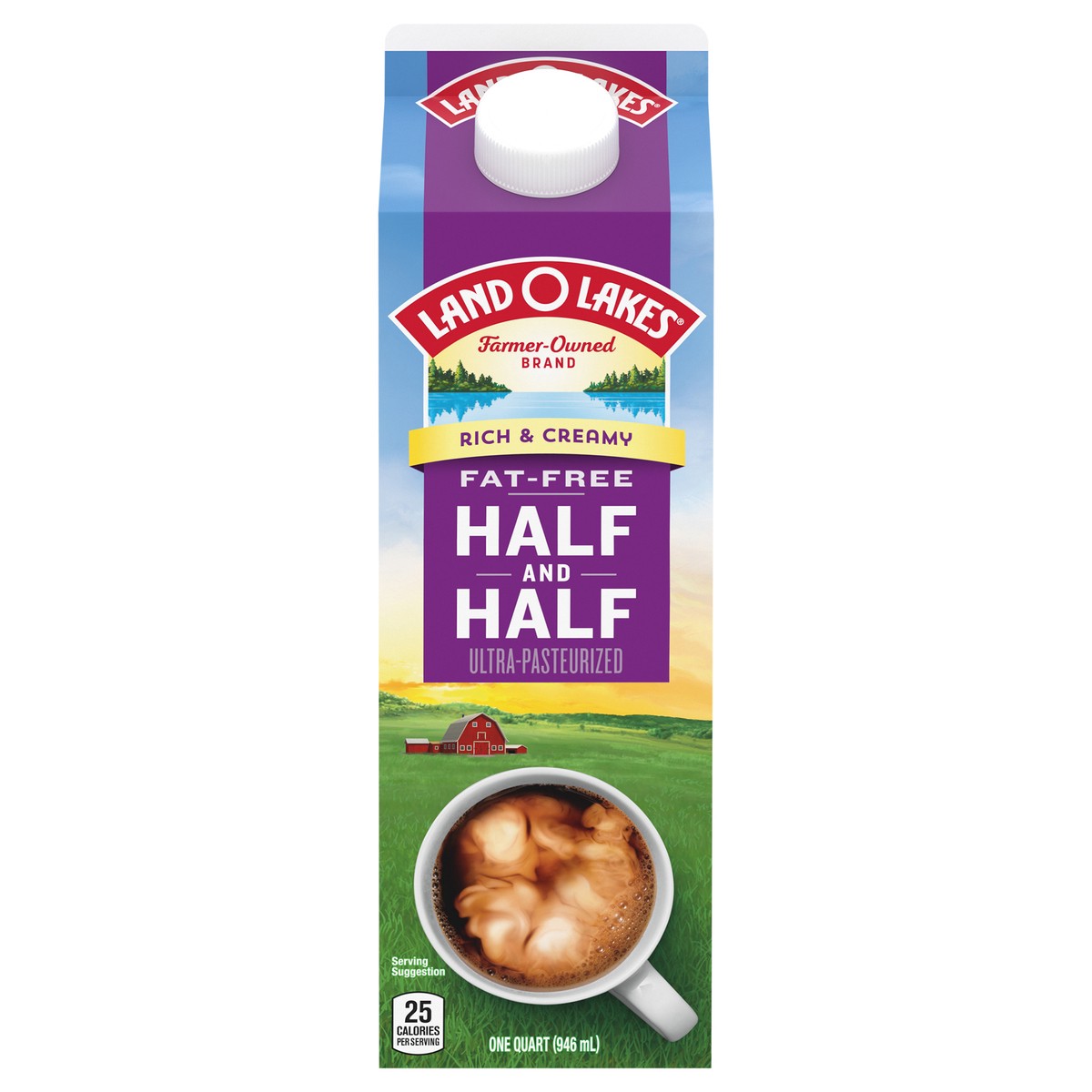 slide 1 of 5, Land O'Lakes Fat-Free Half And Half, 1 Quart, 1 qt